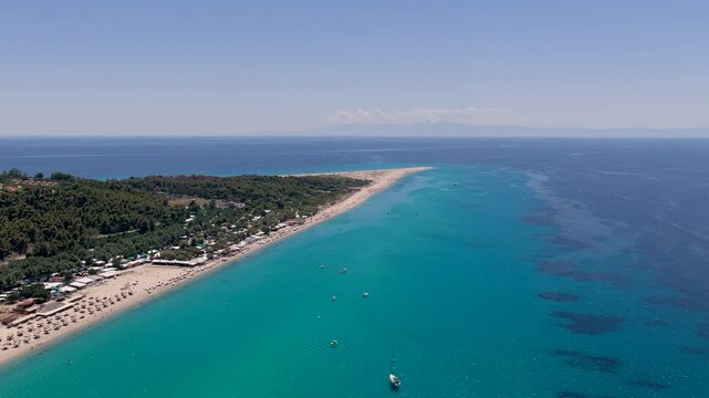 Possidi Beach coastline extending into turquoise Aegean Sea