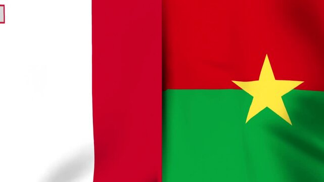 A conceptual image showing the national flags of Malta and Burkina Faso waving together as a partnership
