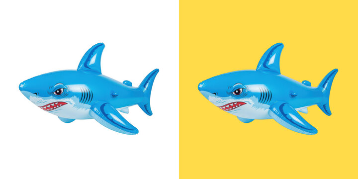 Blue inflatable shark pool toy for summer swimming fun transparent png