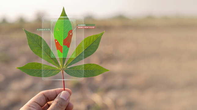 AI lesion detected brown streak disease cassava leaf plant disease leaf infection agricultural technology crop health disease