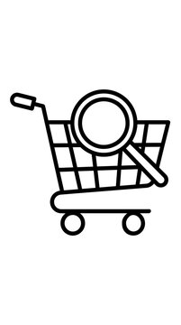 Shopping cart with magnifying glass search icon shopping magnifying ecommerce analysis business consumer interface discovery selection customer purchase navigation exploration searchbar
