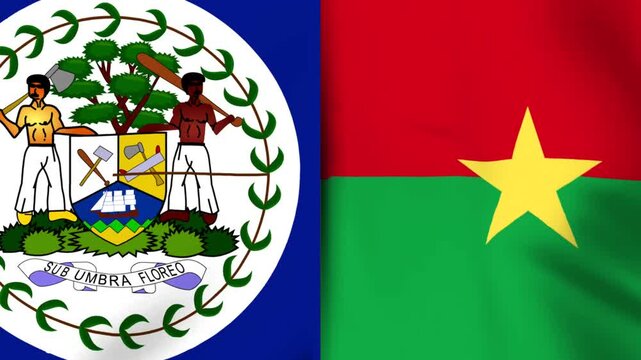 National flags of Belize and Burkina Faso combined side by side