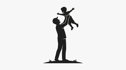 Naklejka premium Parent Carrying and Lifting Child with Love, Family Bond and Childhood Care Black Silhouette