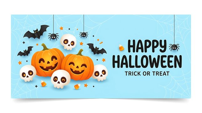 Halloween decorative elements set featuring witch castle pumpkin ghosts skeletons bats spiders tombstone autumn leaves isolated with spooky castle carved