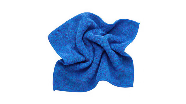 Blue microfiber cleaning cloth isolated on white background for household chores