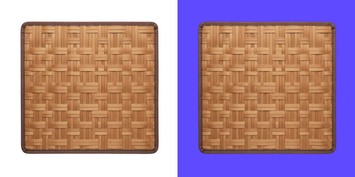Square woven bamboo mat for tabletop home decor texture png