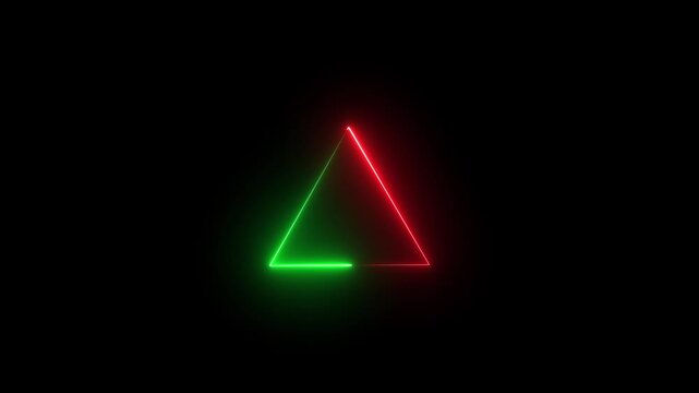 Glowing neon line triangle icon animation on black background, Glowing Triangle Frame Loading 4k video