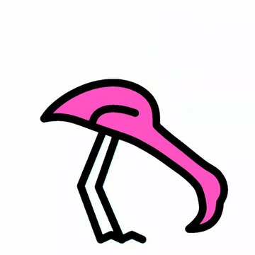 Bright Pink Flamingo Icon, Stylish Tropical Bird Illustration