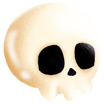 Cute stylized human skull for Halloween, spooky isolated bone illustration for festive seasonal holiday graphics