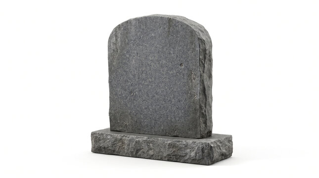 Blank granite tombstone isolated on white background