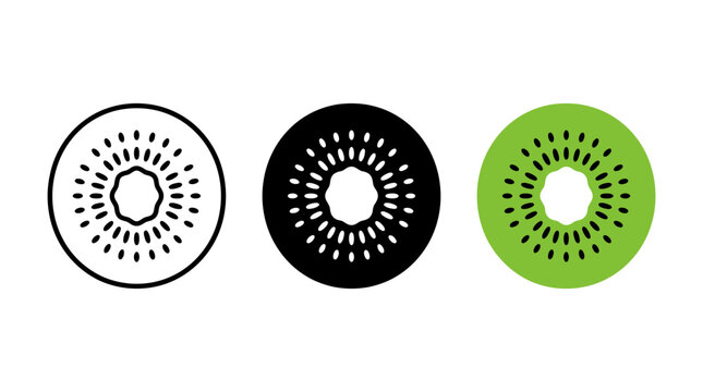 Fresh green kiwi fruit slice vector graphic with tropical nutrition superfood vegetarian