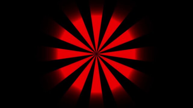 Abstract red sunburst radial rays rotating loop background, hypnotic glowing beam motion graphic