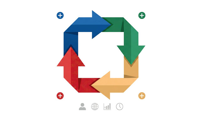 Circular arrow cycle workflow process graphic tool.