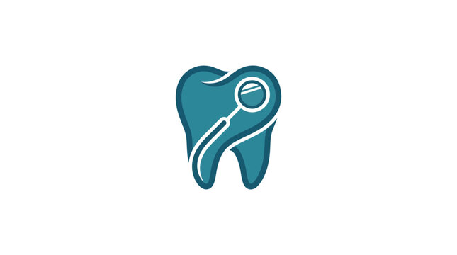 Blue tooth icon with dental mirror for dentistry.