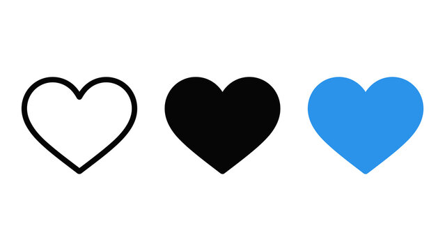 Heart icon set love symbol vector illustration isolated on transparent background