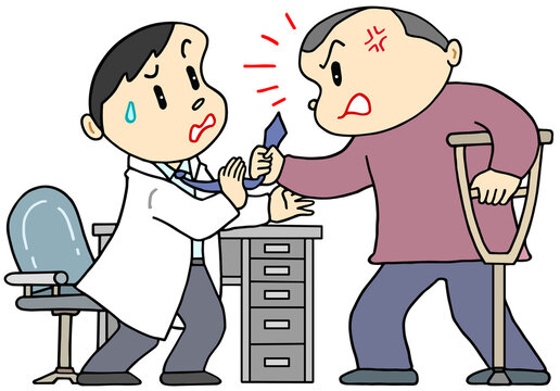 社会問題のイラスト - ペイシェントハラスメント・医療現場・暴力・暴言