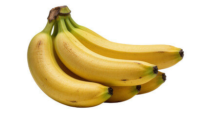 Bunch of ripe yellow bananas with green stems, isolated on transparent background © Lilia