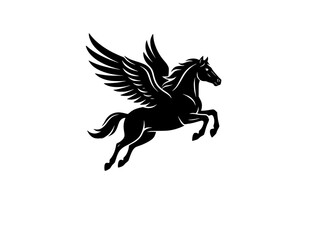 Fototapeta premium Flying Pegasus Winged Horse Silhouette Sticker Vector. 
