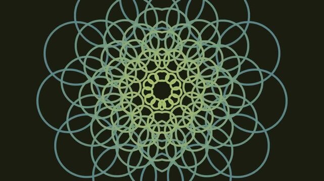 Intricate geometric pattern with overlapping circles on dark background