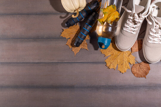 Autumn seasonal sport and fitness background