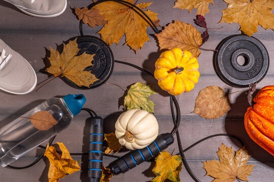 Autumn seasonal sport and fitness background