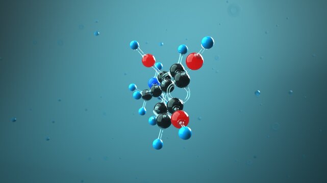 Adrenaline molecule 3D render in liquid environment. 3d illustration.