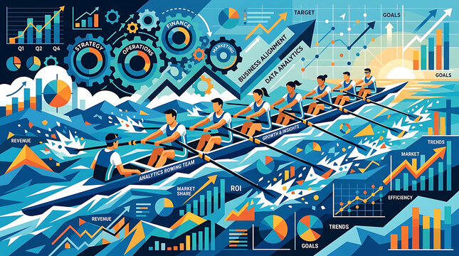 Team Rowing Across Data Charts Towards Business Goals