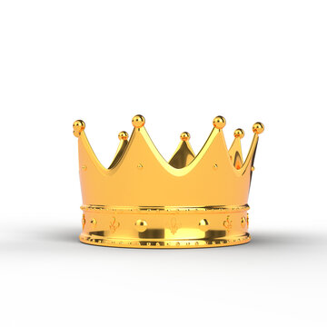Luxury golden royal crown 3D illustration isolated on transparent background.
