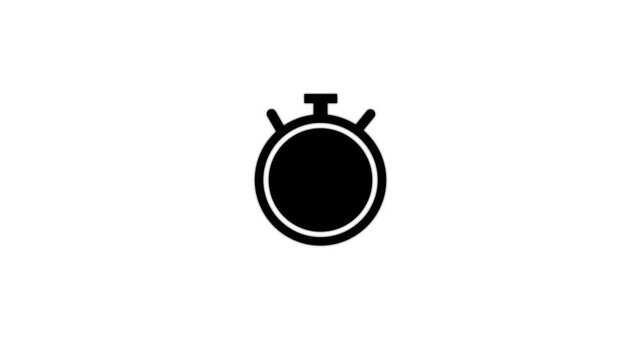 Timer stopwatch animation icon on black background.