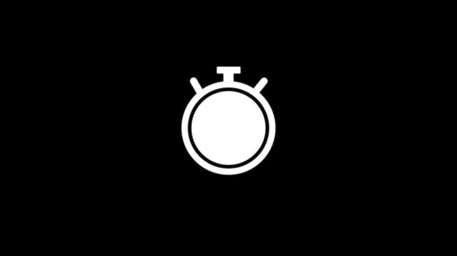 A glowing white beautiful stop watch timer countdown on black background.