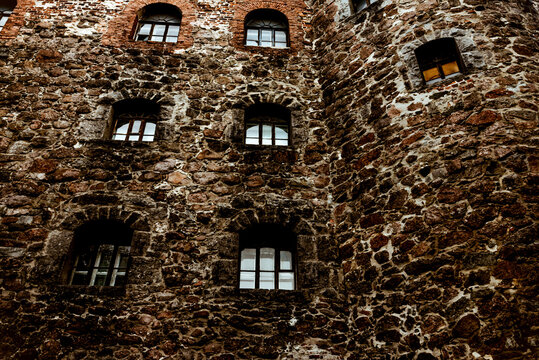 Fortress stone landmark fortification building castle landscape, Vyborg, Russia