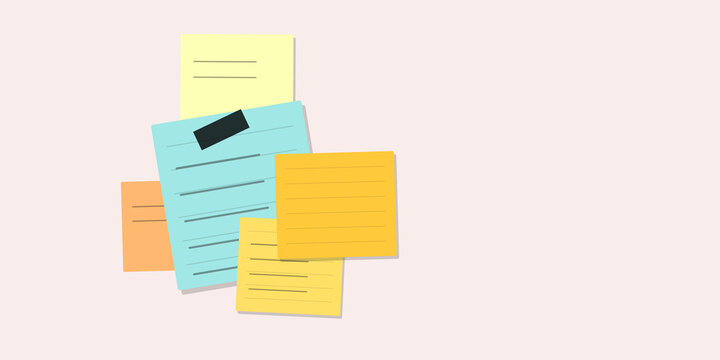 Colorful sticky notes with lines and text stacked together