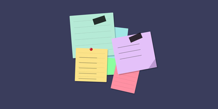Colorful sticky notes pinned on dark background