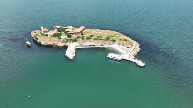 Aerial view of Saint Anastasia island in Burgas bay, Bulgaria