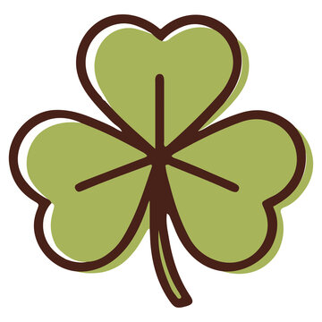 Green lucky shamrock clover leaf st patricks day in retro bold outline vector illustration