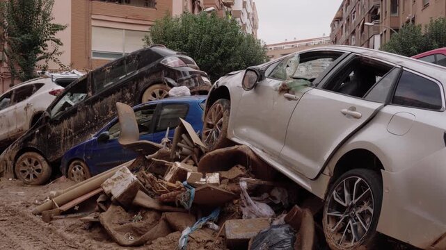 Aftermath of DANA Floods in Valencia with Mud and Severe Damage