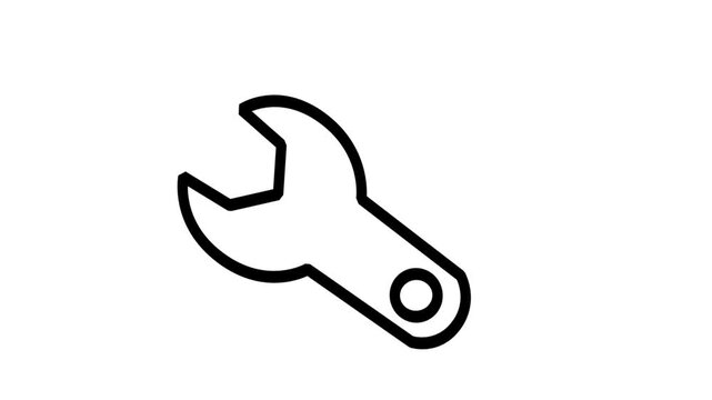 Wrench Repair Tool Motion icon. Clean animated line icon depicting steel wrench spanner tool for technical maintenance, system repair, configuration, and service settings.