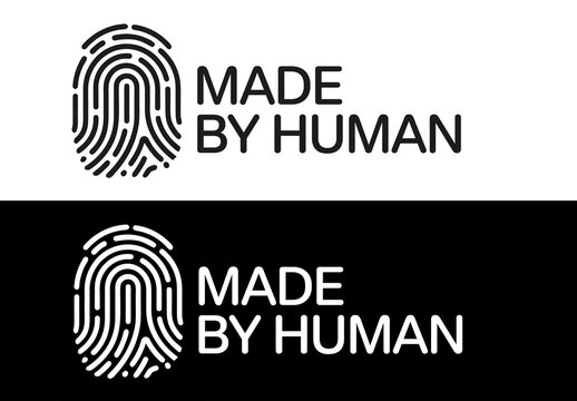 Made by Human Label with Fingerprint IconIdentification