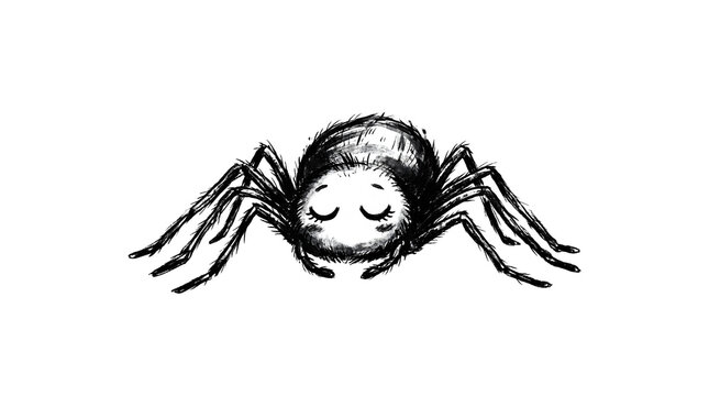 Cute Happy Spider Illustration, Kawaii Bug Drawing, Sketch