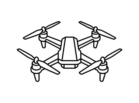 Quadcopter Camera Drone Line Icon - Aerial Photography Remote Aircraft Vector Illustration