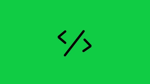 Code Brackets Line Motion icon. Animated line icon displaying HTML code brackets for software development, web programming, script engineering, and modern digital technology.