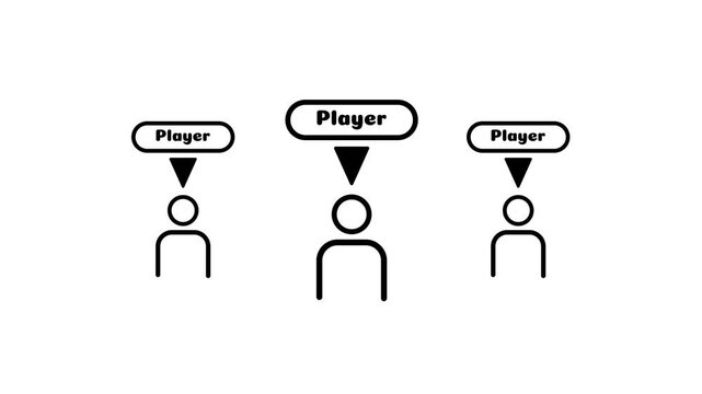 Player person icon selected animation isolated on white background