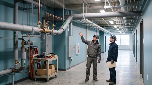 Facility team maps greywater pipes in a renovated property