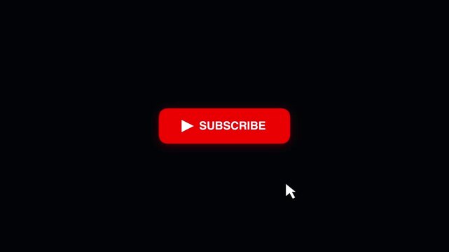 Red subscribe button with a mouse cursor on a black background.