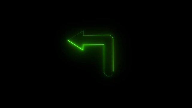 Neon arrow glowing green inside a dark background directs attention toward the left side gracefully.