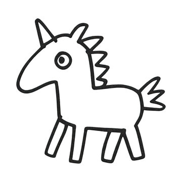 PNG Simple cartoon unicorn outline drawing.