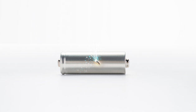破損して火花が出る電池で表現するバッテリー故障と発火リスク