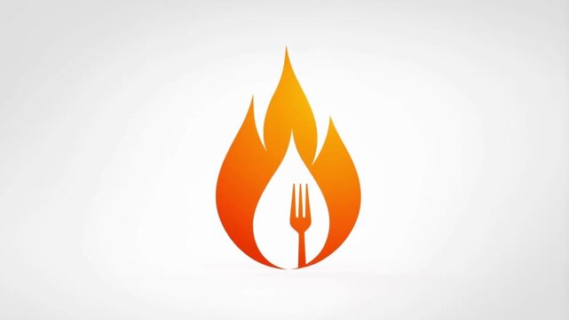 Animated Fire Logo Reveal Featuring A Creative Food And Fork Concept.