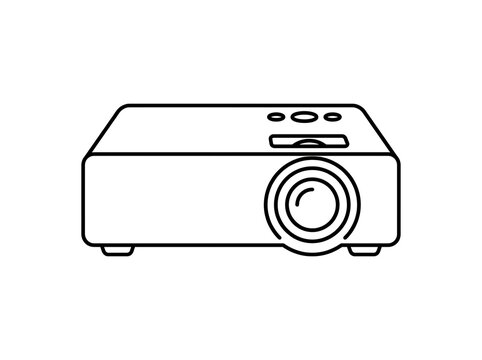 Video Home Theater Projector Line Icon - Office Presentation Device Vector Illustration