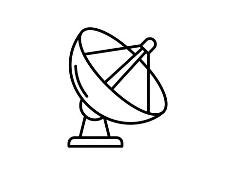 Satellite Dish Antenna Line Icon - Space Telecommunication Receiver Radar Vector Illustration